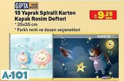 GIPTA 15 YAPRAK SPİRALLİ KARTON KAPAK RESİM DEFTERİ